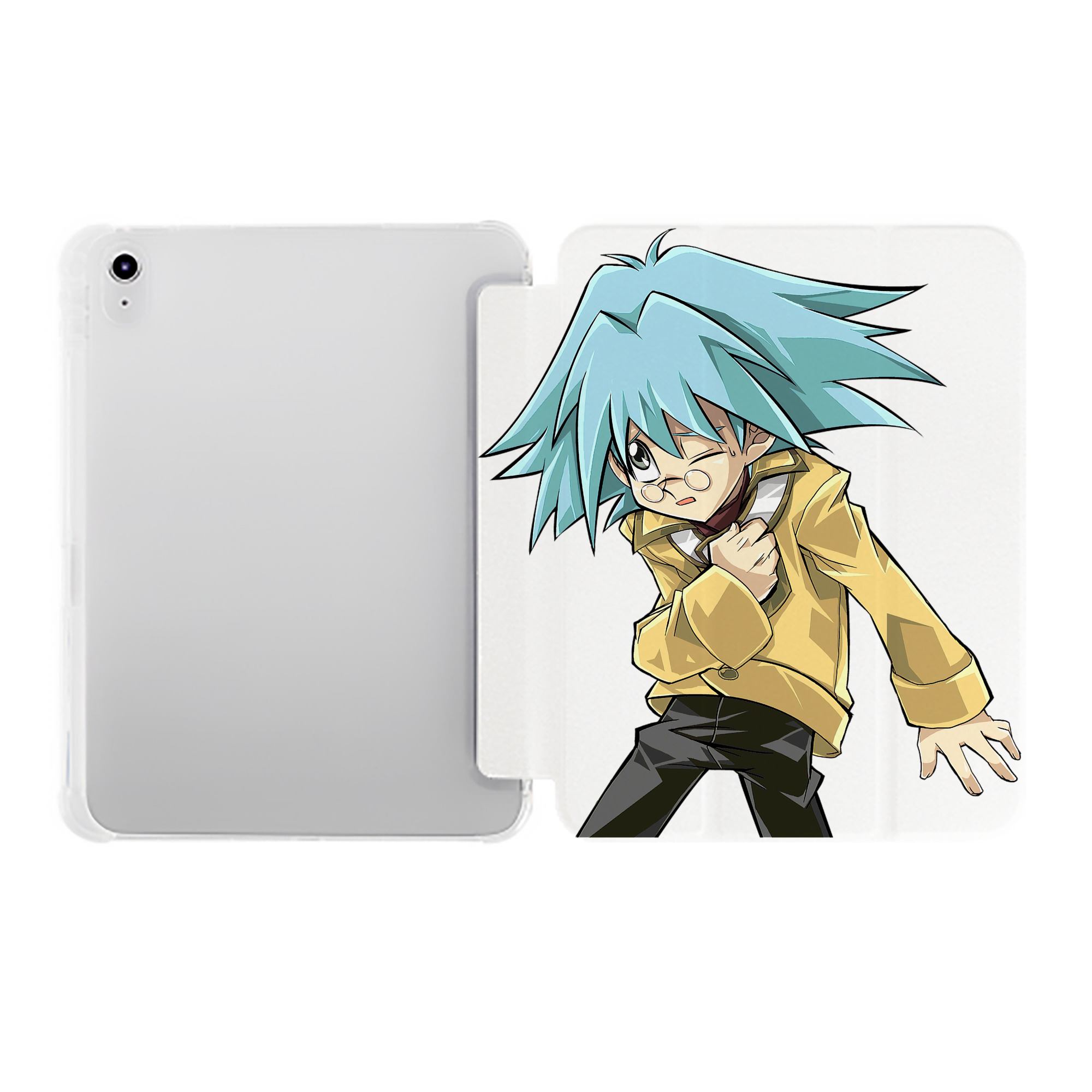（画像用） 遊☆戯☆王 Yu-Gi-Oh! IPad ケース ペン収納付き 三つ折りスタンド PUレザー×シリコン 対応機種9.5/10.5/10.9インチ